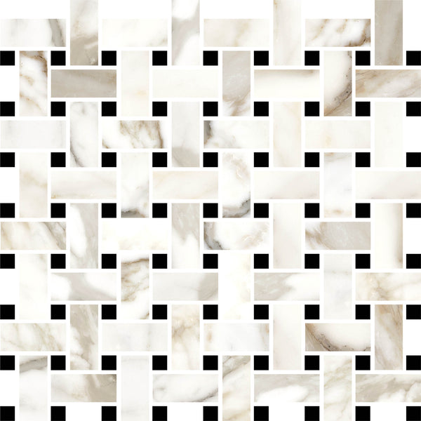 Luxuria Grigio Satin Basketweave Mosaic