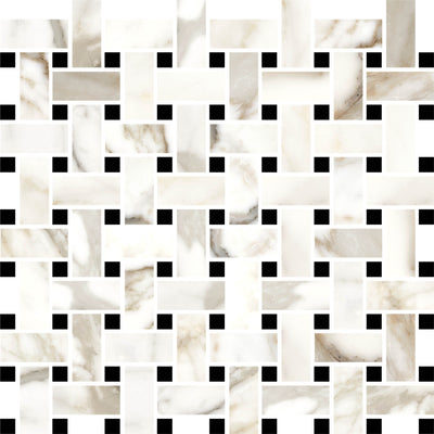Luxuria Grigio Satin Basketweave Mosaic