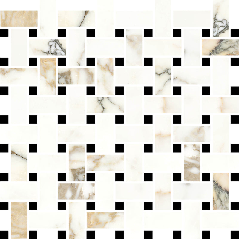 Luxuria Oro Satin Basketweave Mosaic